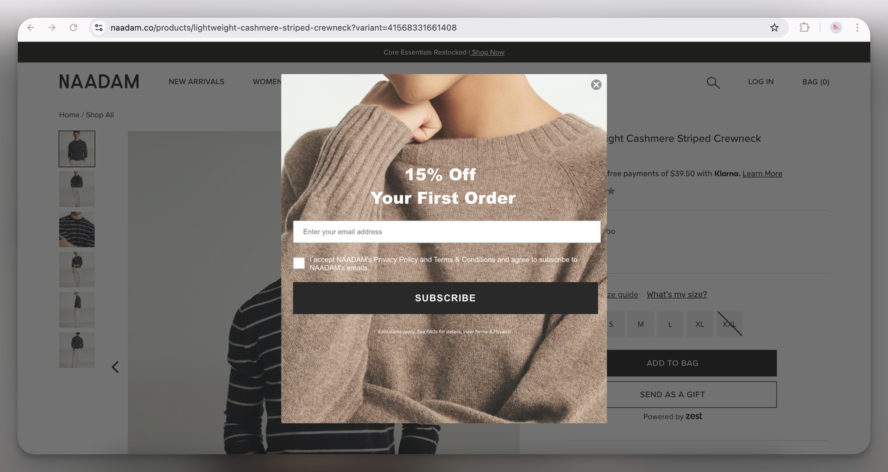 24. Naadam Discount Popup (Overlay)
