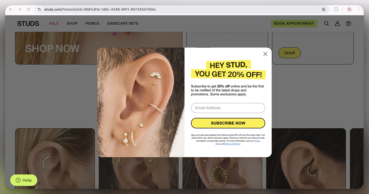 33. Studs Discount Popup (Overlay)