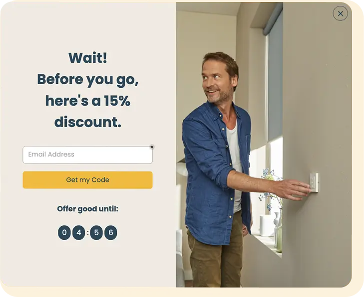 Somfy U.S. cart-abandonment popup that achieved a 47.27 % conversion rate