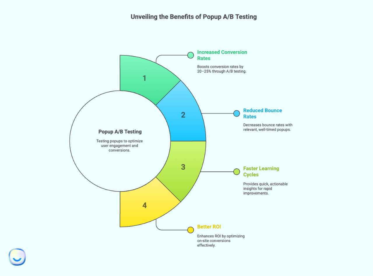 illustrative design showing the benefits of popup A/B testing