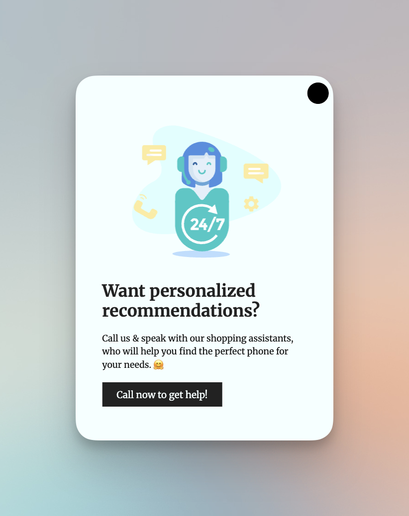 Image of a click-activated popup example