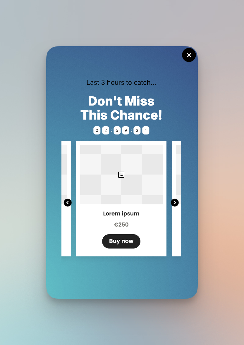 Image of a countdown timer popup example