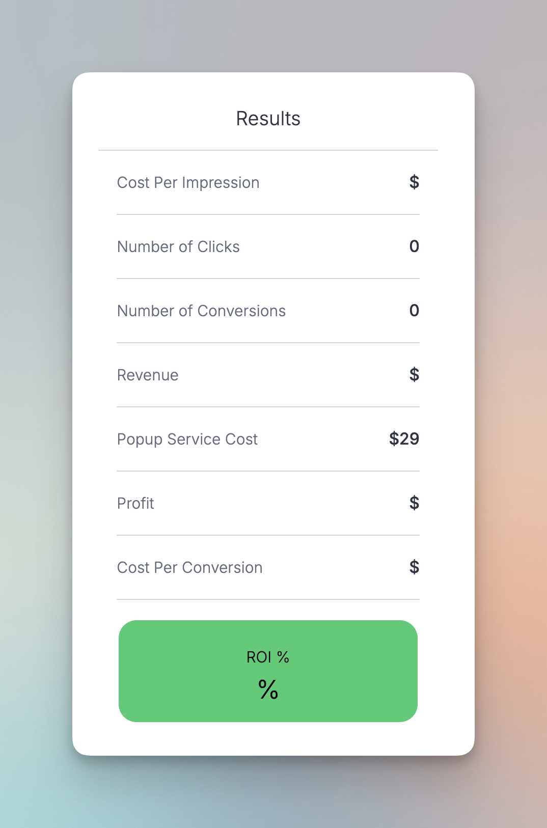 Image of the Popupsmart's ROI calculator