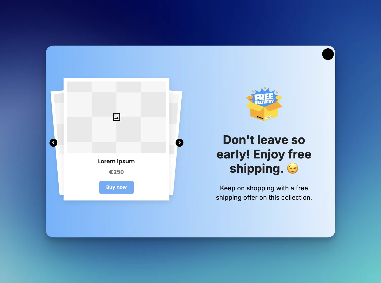 Image showing a popup from Popupsmart exemplifying "Free Shipping"