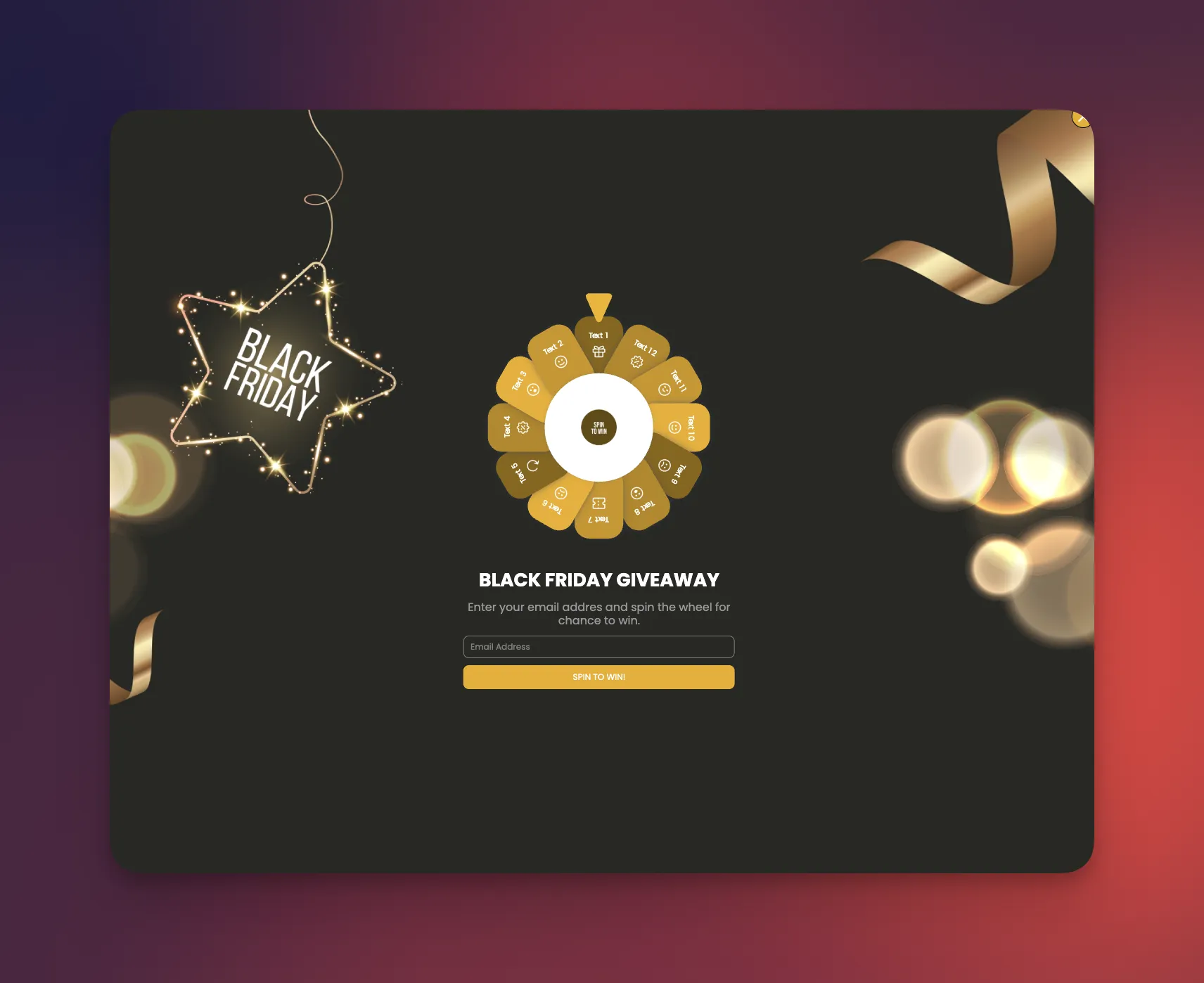 Black Friday Giveaway Popup Template