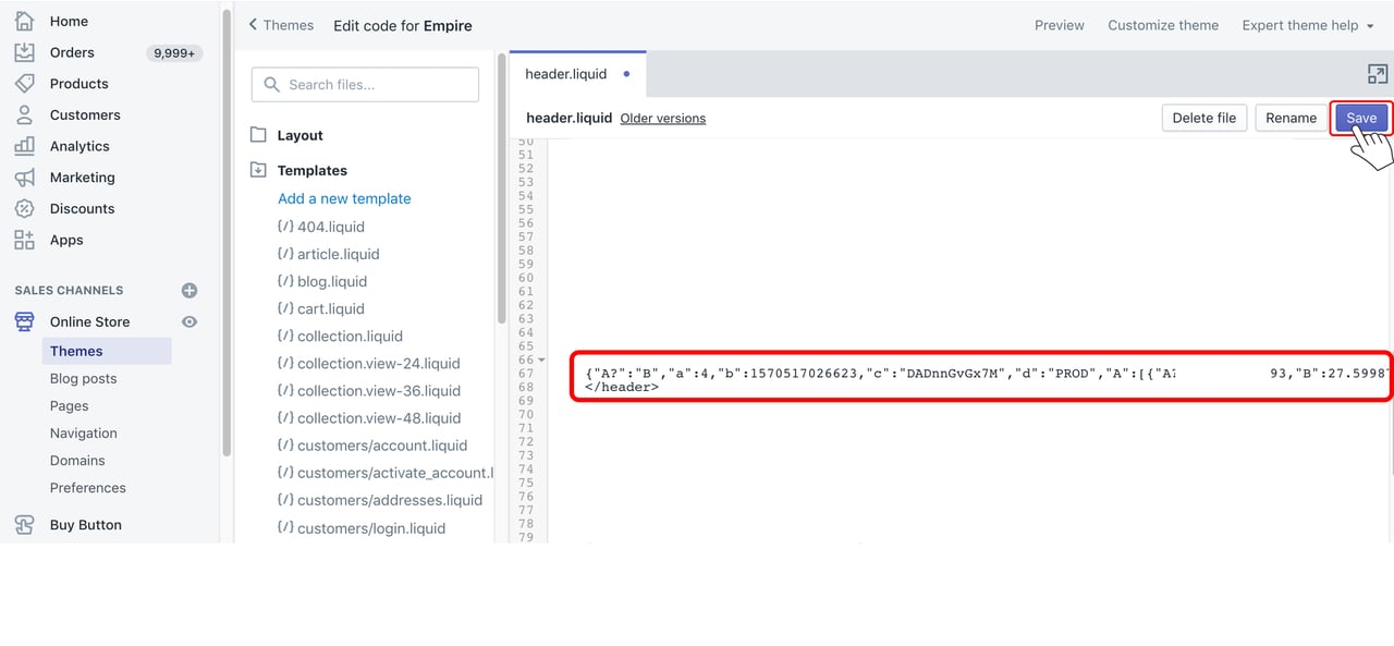 Copy and paste Mailchimp popup code in Shopify