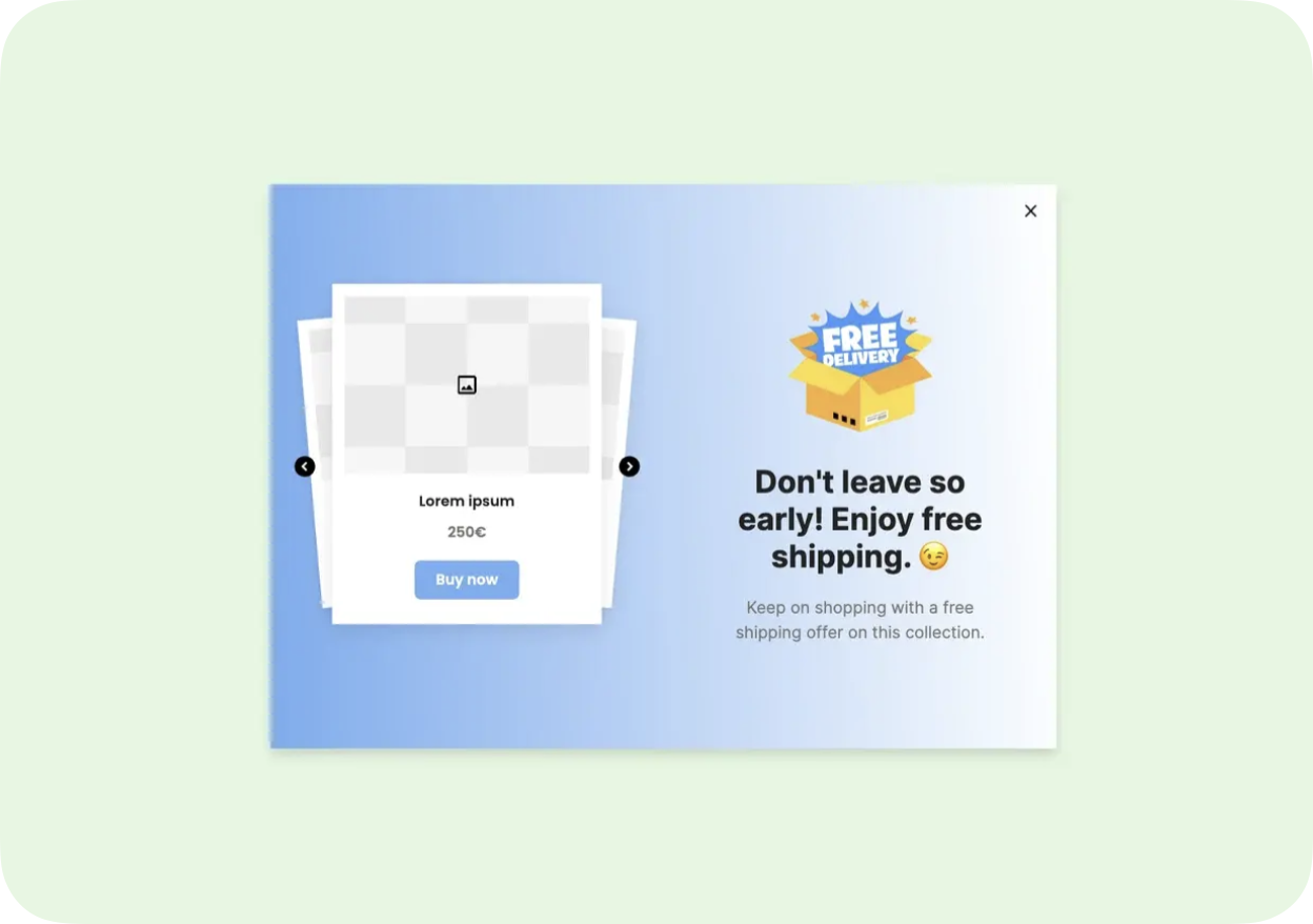 Popupsmart popup template for showcasing featured products on a Shopify ecommerce store