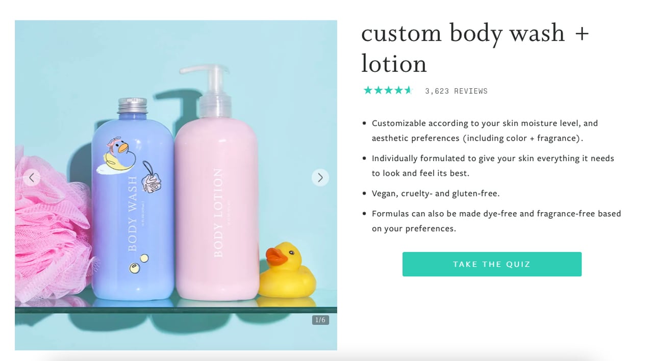 Function of Beauty custom body wash and lotion bundle personalized through online quiz