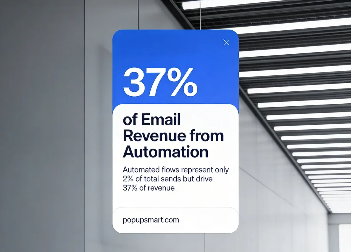 Automated email flows stat card showing they drive 37% of email revenue while representing only 2% of total sends