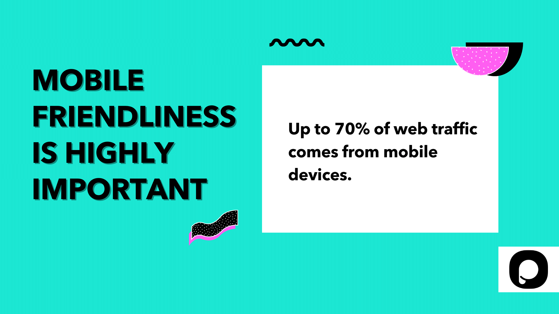 Mobile-friendly landing page statistics showing traffic share and conversion gap