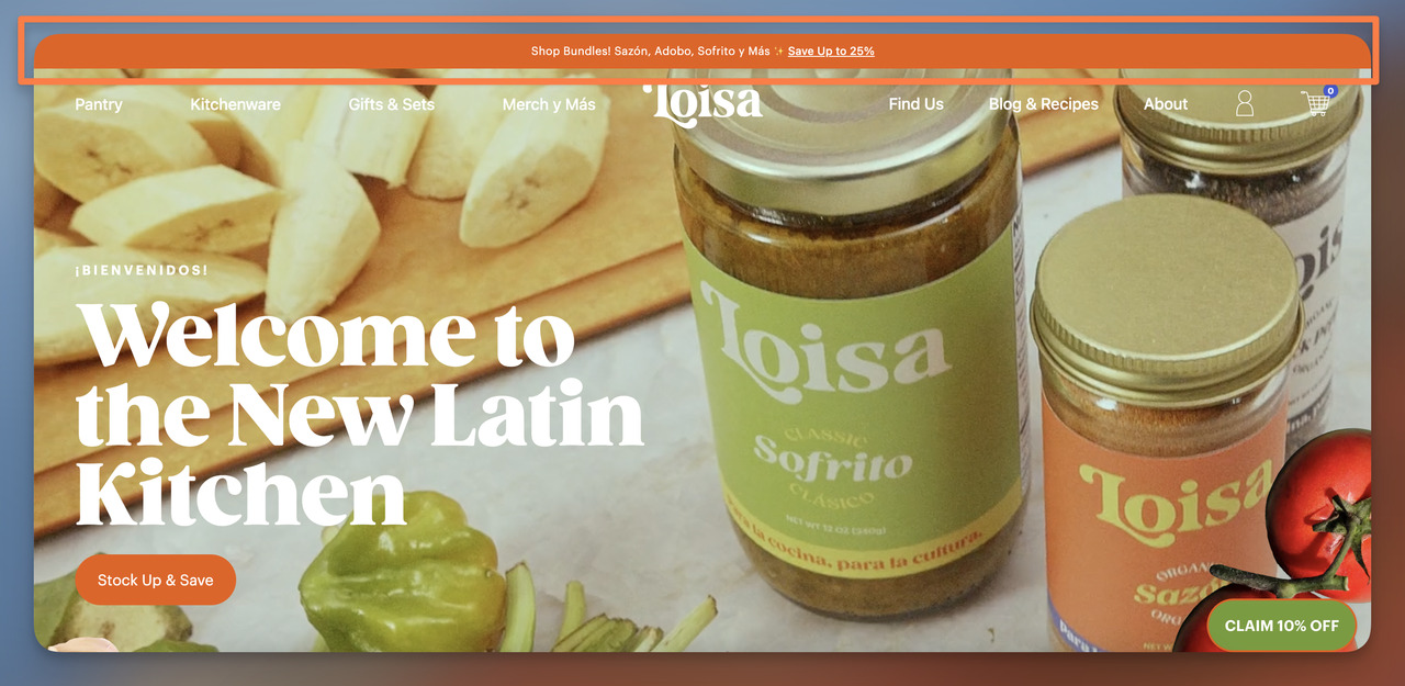 Loisa announcement bar introducing bundle offers with colorful engaging design