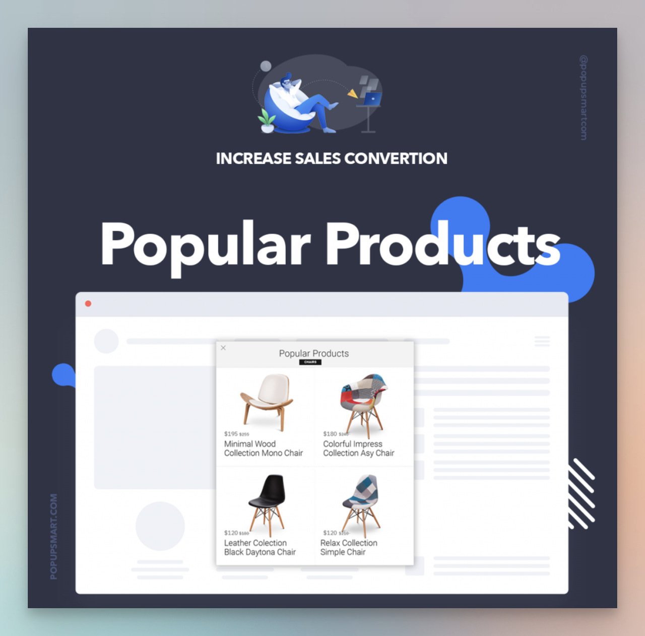 Popular product recommendation popup displaying trending items with buy now buttons