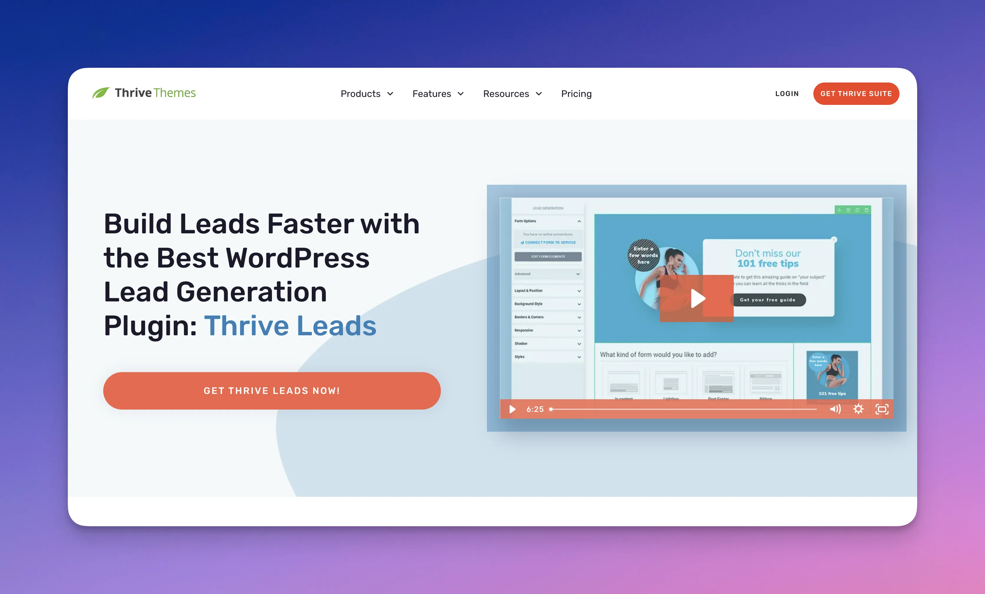 Thrive Leads's website page