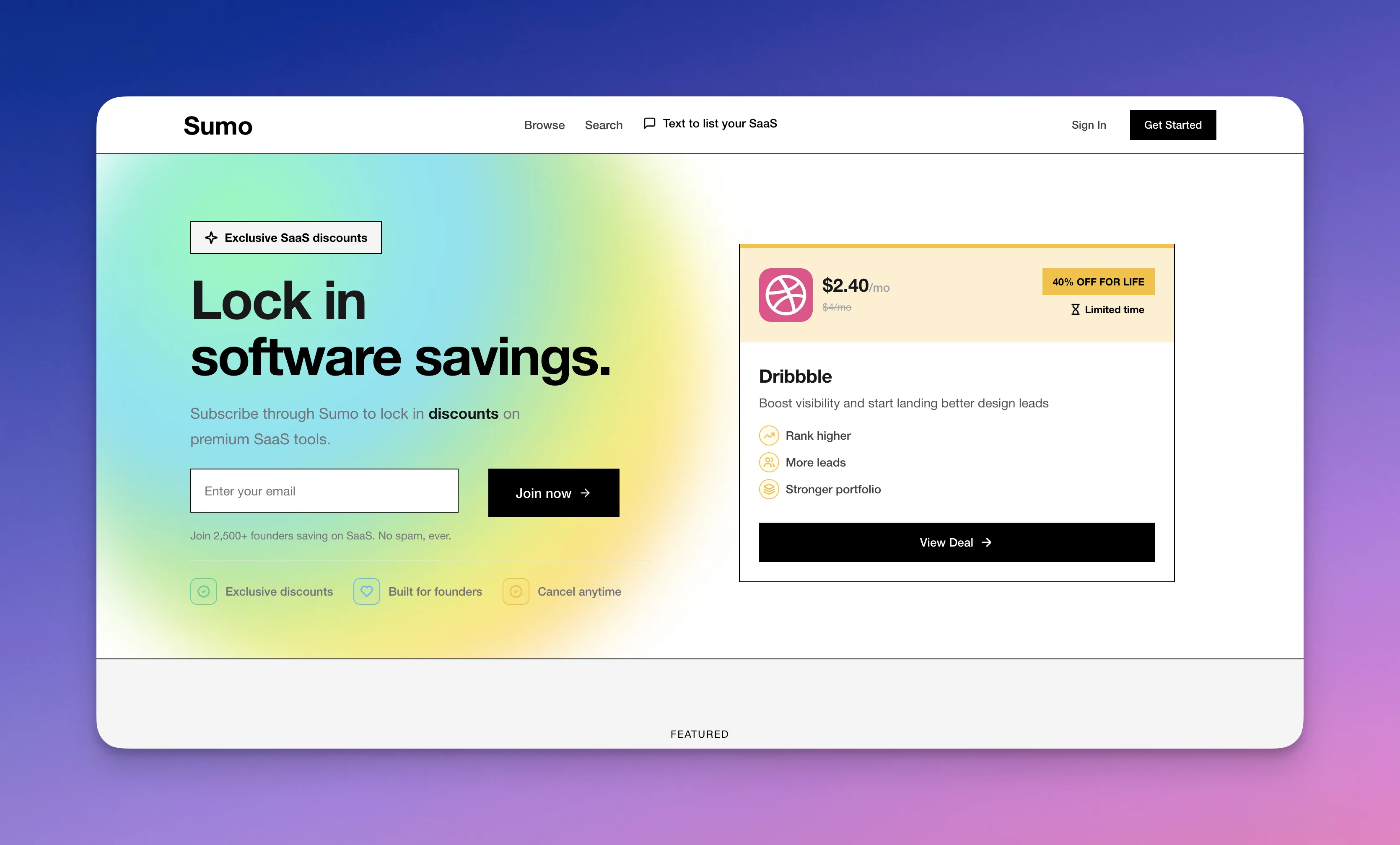 Sumo's website page