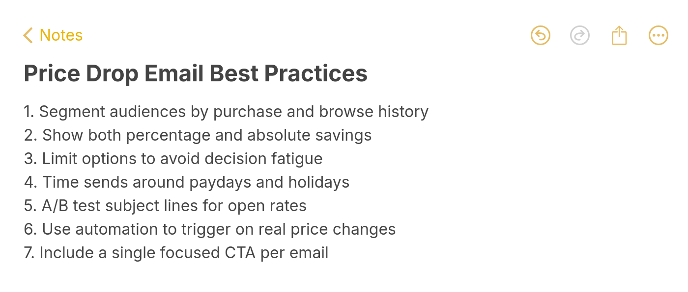 Seven best practices checklist for running successful price drop email campaigns