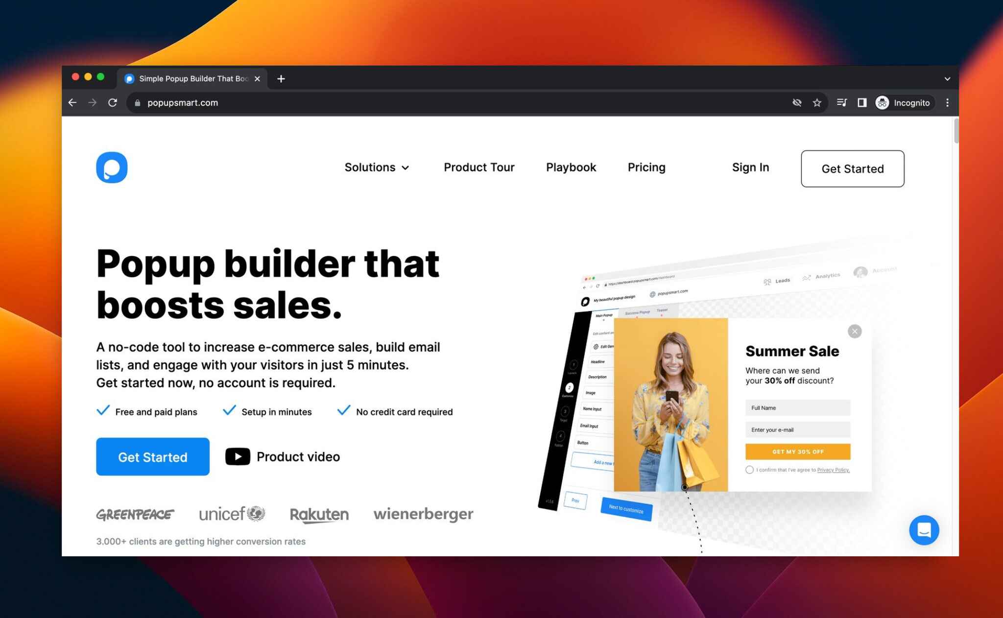 a screenshot of the landing page of Popupsmart AI tool for e-commerce