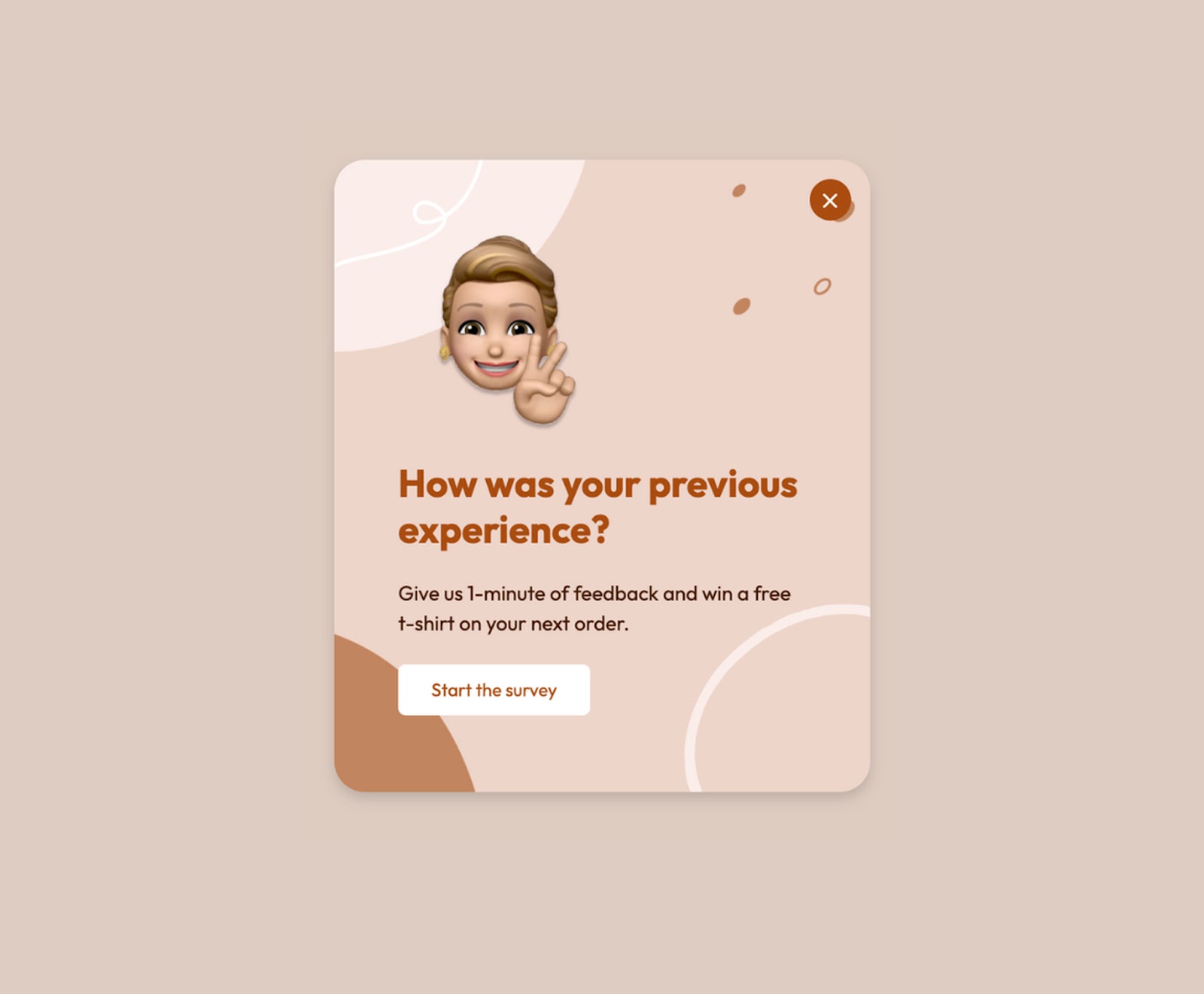 A customer feedback popup example that says How was your experience