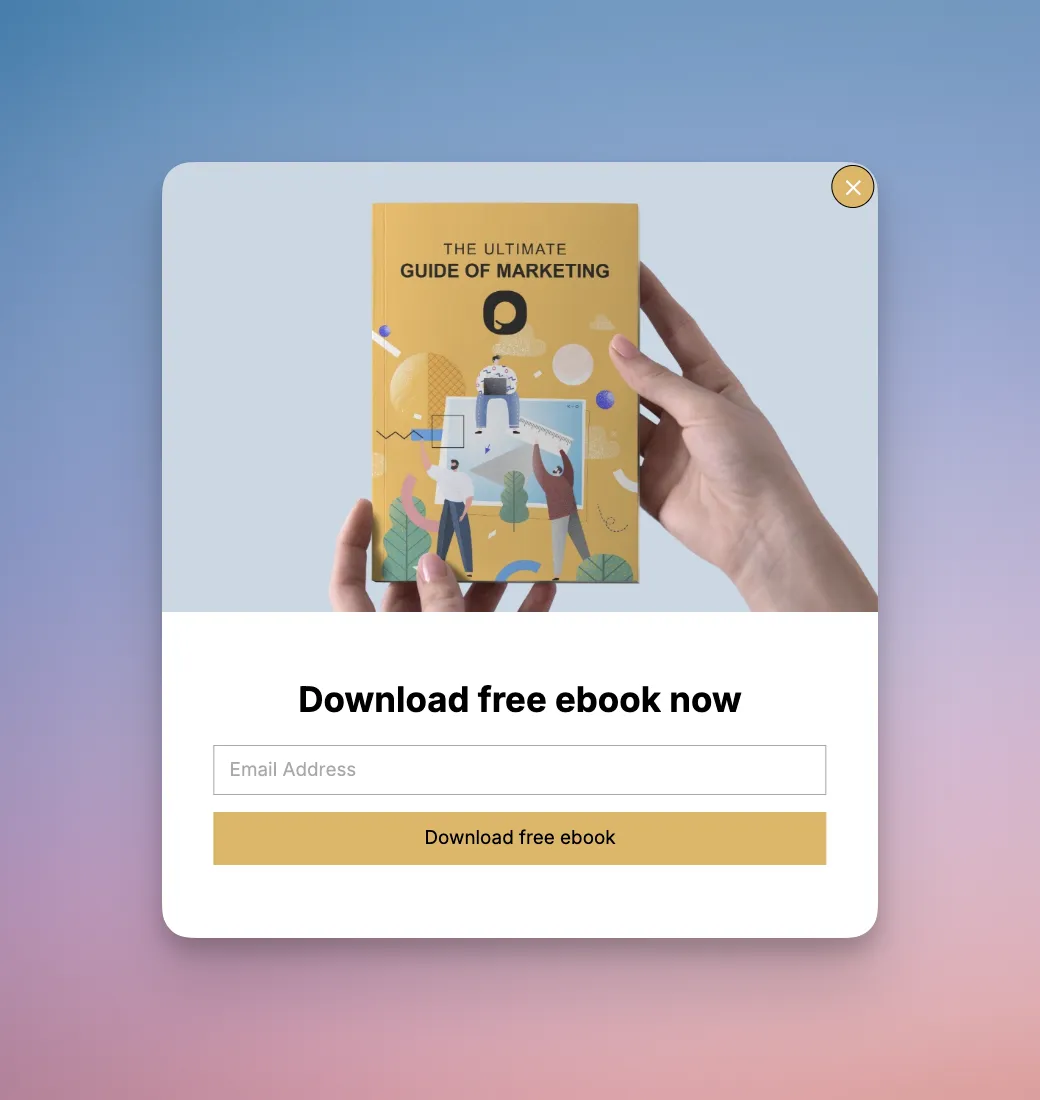 Ebook download popup triggered by a Download Free Ebook button on a SaaS blog article
