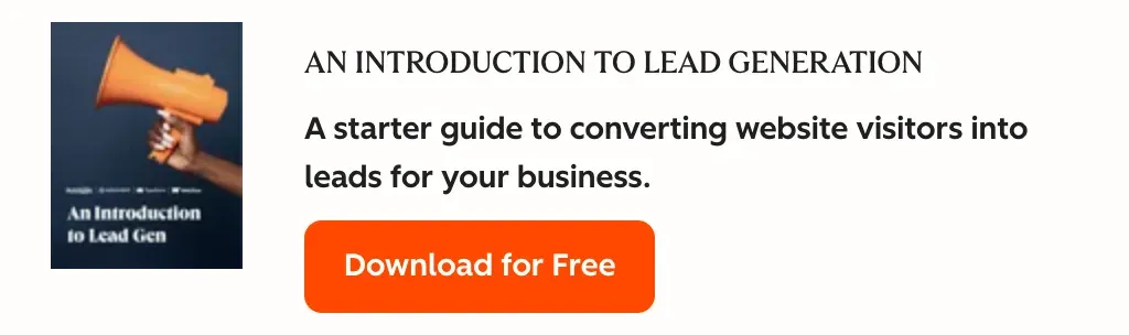 HubSpot blog post with an embedded offer for its lead generation guide and a Download for Free button